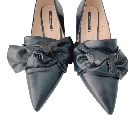 Zara Black Bow Top Flats - Picture 7 of 8